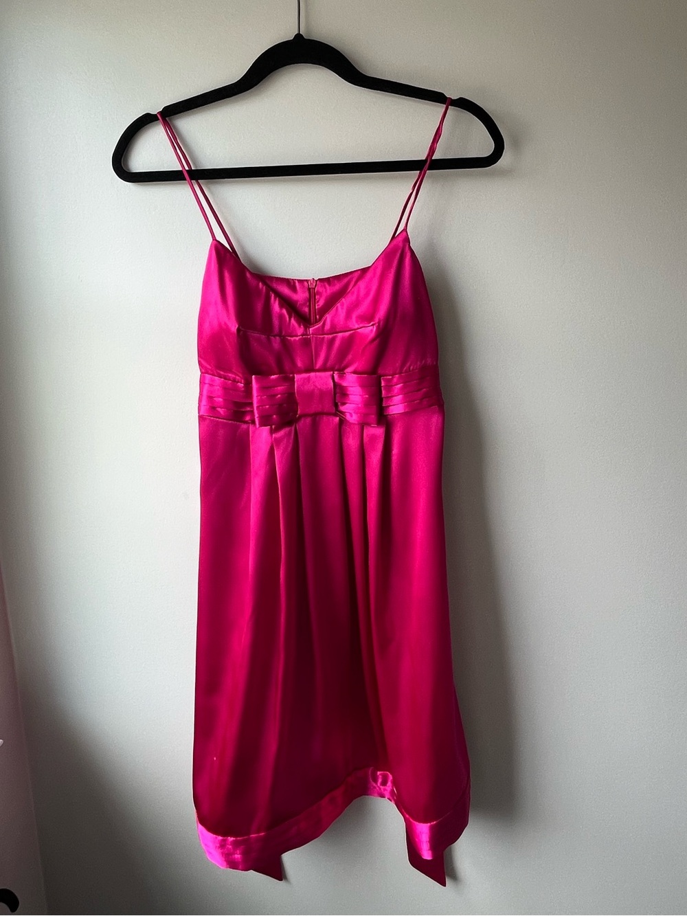 Pink Satin Spaghetti Strap Mini Dress